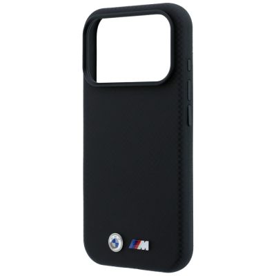 6. BMW M Quadrille Kevlar Metal Logo MagSafe Case for iPhone 17 Pro Max / 18 Pro Max - Black