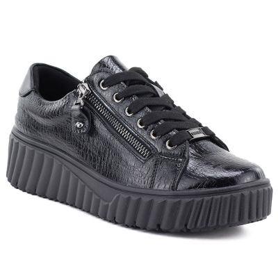 Women's patent leather platform shoes, black, Vinceza 133134