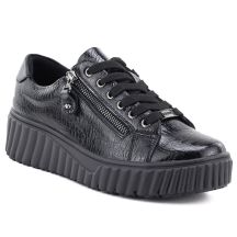 Women's patent leather platform shoes, black, Vinceza 133134