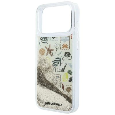 6. Karl Lagerfeld Liquid Glitter Beach & Sand Case for iPhone 17 Pro Max / 18 Pro Max - Beige