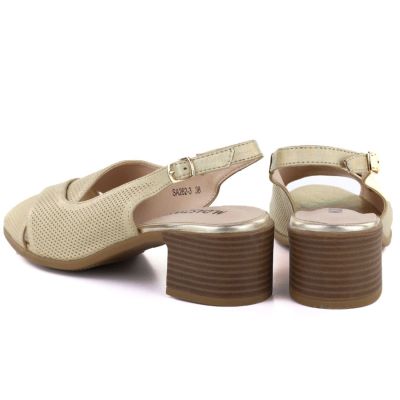 12. Comfortable gold women's sandals with a block heel M.Daszyński SA262-3