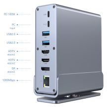 GEMBIRD MULTI ADAPTER USB TYPE CF 15IN1 (USB AF-PORTS V.2X2+V.3X3, TYPE CF+HDMIX2+DISPLAYPORT+PD+CARD READER+GIGALAN+AUDIO GRAY