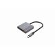 2. GEMBIRD 3-IN-1 USB TYPE-C MULTI ADAPTER (USB PORT + HDMI + USB-C VIDEO), GRAY