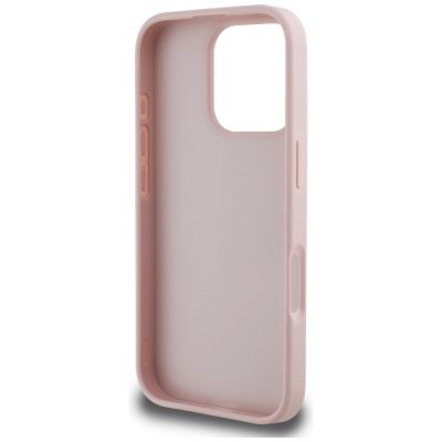 7. Guess Grained Big 4G Logo Small Classic Logo Case for iPhone 16 Pro - Pink