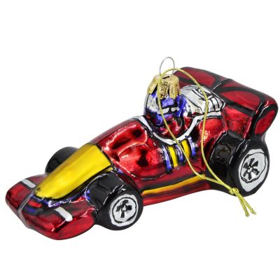 3. MICA GLASS RACE CAR BAUBLE 13 x 7 x 6.5 CM