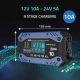 12. QOLTEC STD AGM GEL LIFEPO4 BATTERY CHARGER | RECTIFIER WITH REPAIR FUNCTION | 12-24V | 10A | LCD | 9-STEP CHARGING