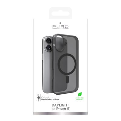 2. Puro Daylight Magsafe Compatible Silicone Case for iPhone 17 - Translucent Black