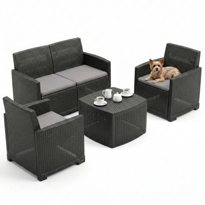 9. LOUNGE FURNITURE SET: 2 ARMCHAIRS + SOFA + COMO TABLE