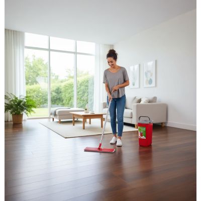 21. GREENBLUE FLAT MOP WITH BUCKET AND MAXICLEAN WRINGER + TWO MICROFIBER HQ CARTRIDGES, CAPACITY 8L GB870