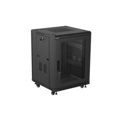 3. Floor-standing 19" 15U 600x600 RACK installation cabinet, black, perforated doors, Lanberg (flat pack)
