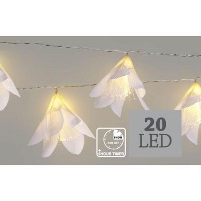 11. BATTERY-OPERATED WIRE LAMPS GARLAND 20 LED FLOWERS WARM WHITE