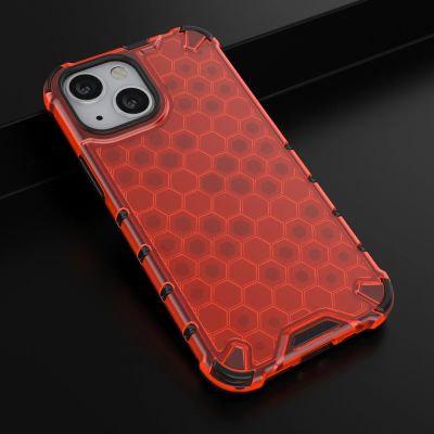 14. Honeycomb Case armor cover with TPU Bumper for iPhone 13 mini red