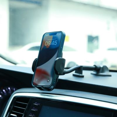 13. Joyroom car phone holder with flexible arm for dashboard or windshield, black (JR-ZS259)