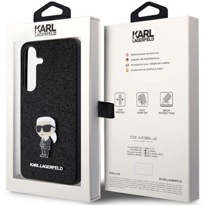 8. Karl Lagerfeld Fixed Glitter Ikonik Logo Metal Pin case for Samsung Galaxy S24+ - black