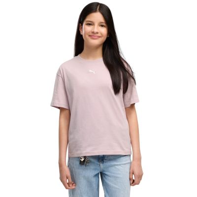Puma Ess Centered Cat Logo Boxy Tee for Kids Pink 685131 49