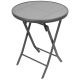 14. BALCONY FURNITURE SET ROUND TABLE AND 2 FOLDING CHAIRS GRAY