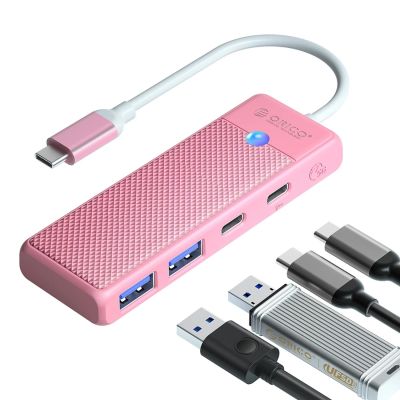 2. Orico PAPW2AC-C3-C3 USB Hub 4-port 2x USB-A 3.0 1x USB-C 3.0 with USB-C PD 100W charging 0.15m - pink