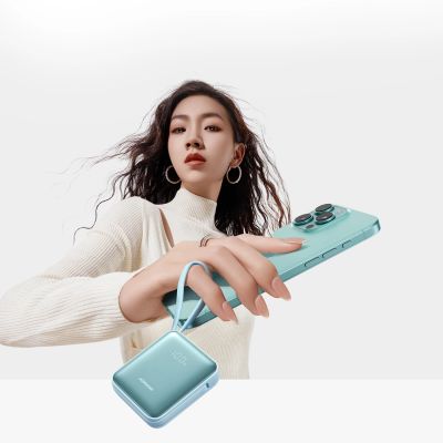 7. Joyroom JR-PBF27 22.5W 10000mAh Powerbank with Two Built-in Cables - Blue