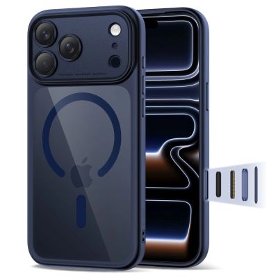 Tech-Protect Magpeak Magsafe CC Case for iPhone 17 Pro Max - Clear Navy Blue