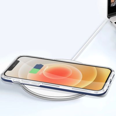 7. Clear 3in1 case for iPhone 12 blue frame gel cover