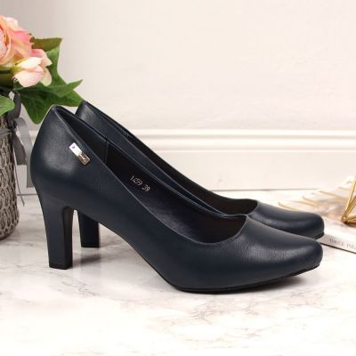 4. Sergio Leone navy blue block heel pumps