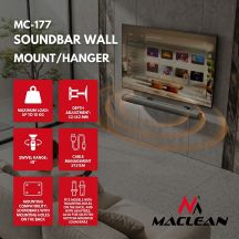 MACLEAN WALL MOUNT FOR SOUNDBAR, ANGLE ADJUSTMENT +8°~-8°, MAX LOAD 10KG, MADE OF STEEL MC-177