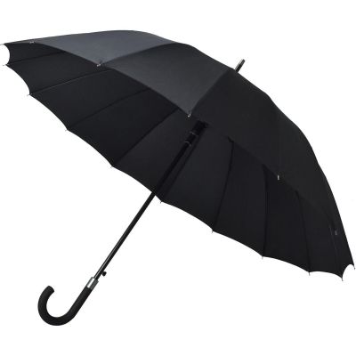 2. Semi-Automatic Long Umbrella, 16 Ribs, Black, SEMI LINE