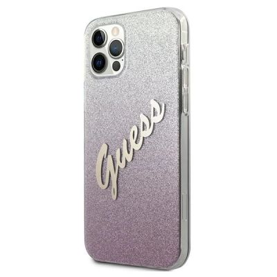 2. Guess GUHCP12MPCUGLSPI iPhone 12/12 Pro 6.1" pink/pink hardcase Glitter Gradient Script