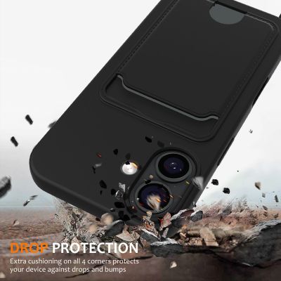 2. iPhone 17 TPU Case with Card Holder and Crossbody Lanyard - Black