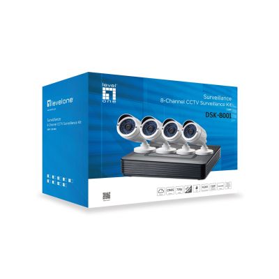 2. LevelOne CCTV 8-Channel Kit 2MP/IP66/H.264/1x3.5"/IR-30m White