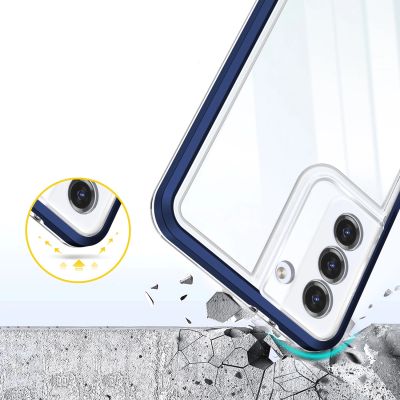 6. Clear 3in1 case for Samsung Galaxy S23+ silicone cover with frame blue