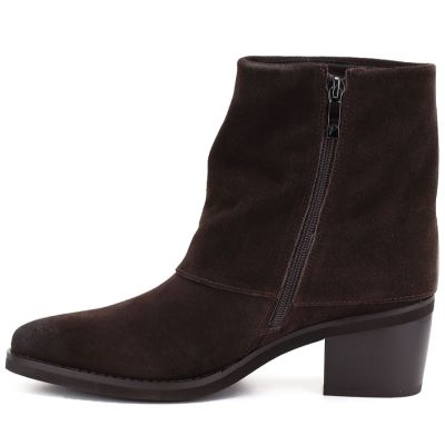 3. Women's leather cowboy boots with rolled-up upper, chocolate Potocki JE19497