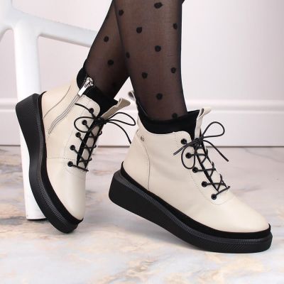 2. Filippo W PAW482 beige insulated leather platform ankle boots