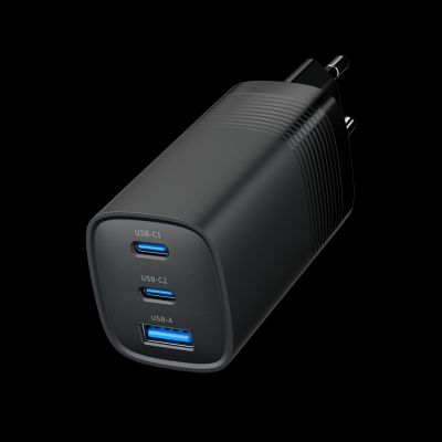 4. GEMBIRD FAST USB CHARGER POWER DELIVERY USB TYPE C, 3X USB, 65W, GAN BLACK