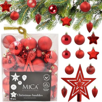 7. DECORATIVE PLASTIC BAUBLE SAFE 40 PCS RED MICA