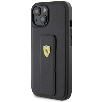 2. Ferrari Grip Stand Metal Logo case for iPhone 15 - black