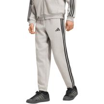 Men's adidas Essentials 3-Stripes Fleece Tapered Cuffed Pants Gray KY4127
