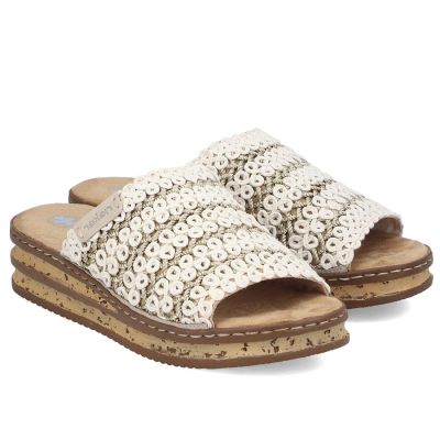 11. Women's beige wedge sandals Rieker 629X8-60