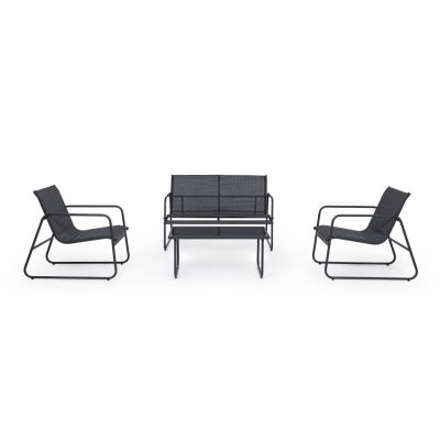 5. Black Forest Textilene Garden Furniture Set: Two Chairs, a Lounger and a Folding Table, Black