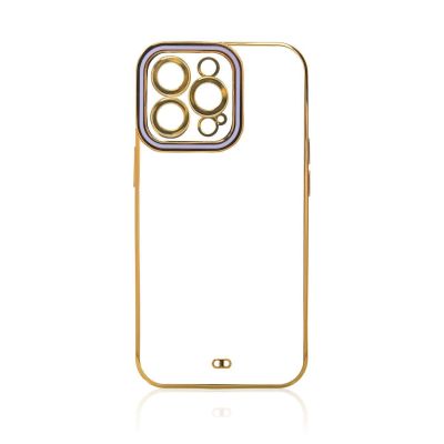 3. Fashion Case for iPhone 12 Pro Gold Frame Gel Cover Purple