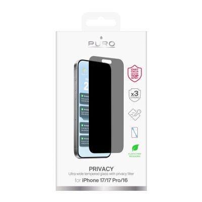 2. Puro Privacy Tempered Glass for iPhone 17 / iPhone 17 Pro / iPhone 16
