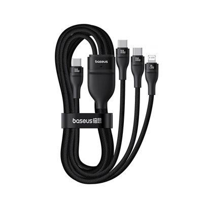 4. Baseus Flash Series 3 3in1 cable 100W USB-C - USB-C+USB-C+ Lightning 1.5m + 3 x 0.25 m - black