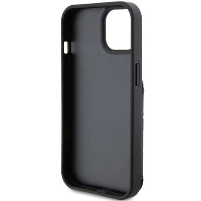 7. Karl Lagerfeld Saffiano Cardslots and Stand Monogram Ikonik Patch case for iPhone 15 - black