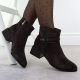 5. Women's leather ankle boots with decorative heel, brown, D&A S.Barski Premium Collection CR52-651