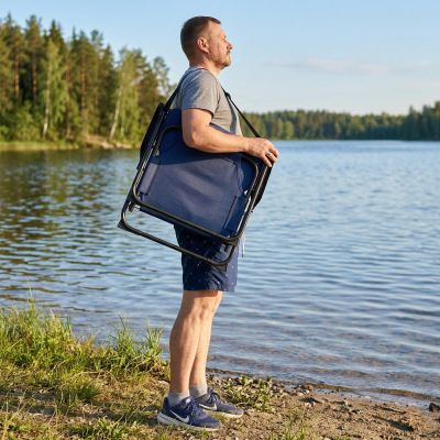 4. FOLDING TOURIST AND BEACH CHAIR WITH ARMRESTS 52X54X26/66CM BLUE