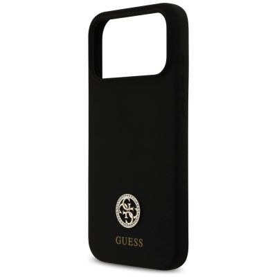 6. Guess Silicone Logo Strass 4G MagSafe Case for iPhone 17 Pro Max - Black