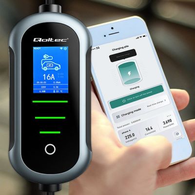 3. Qoltec Mobile charger for electric car EV with regulation 2in1 Type2 | 11kW | 400V | Wi-fi | TUYA | SMART LIFE | LCD | Portable | Wallbox | 5m
