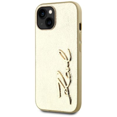 2. Karl Lagerfeld Wrinkled Metal Signature iPhone 15 Case - Gold