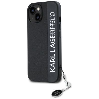 2. Karl Lagerfeld Saffiano Rhinestones & Charm case for iPhone 15 / 14 / 13 - black