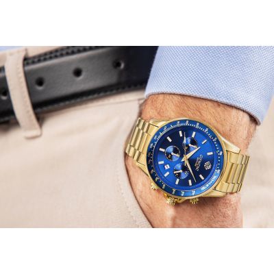 3. Men's Watch Giewont Chronograph Sapphire Gold Blue GW3520-B5